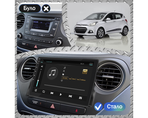Штатная магнитола Lesko для Hyundai i10 II 2013-2016 экран 9" 1/16Gb Wi-Fi GPS Base