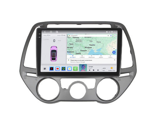 Штатная магнитола Lesko для Hyundai i20 I Рестайлинг 2012-2014 экран 9" 4/64 QLED CarPlay 4G Wi-Fi GPS 360 Prime