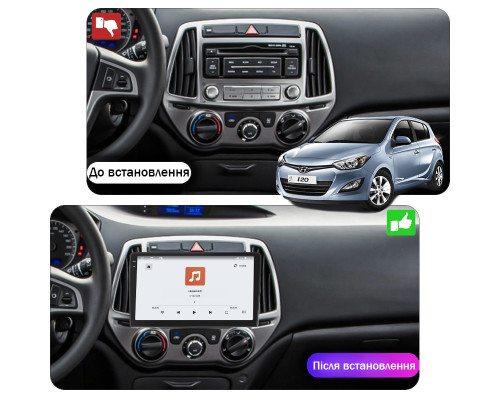 Штатная магнитола Lesko для Hyundai i20 I Рестайлинг 2012-2014 экран 9" 4/64 QLED CarPlay 4G Wi-Fi GPS 360 Prime