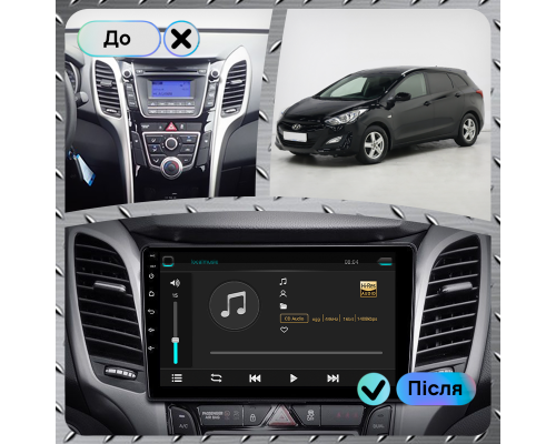 Штатная магнитола Lesko для Hyundai i30 II 2011-2015 экран 9" 6/128Gb 4G Wi-Fi GPS Top