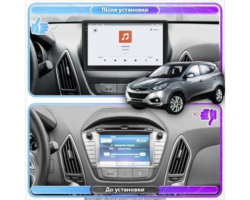 Штатная магнитола Lesko для Hyundai ix35 I 2010-2013 экран 10" 4/64 QLED CarPlay 4G Wi-Fi GPS 360 Prime