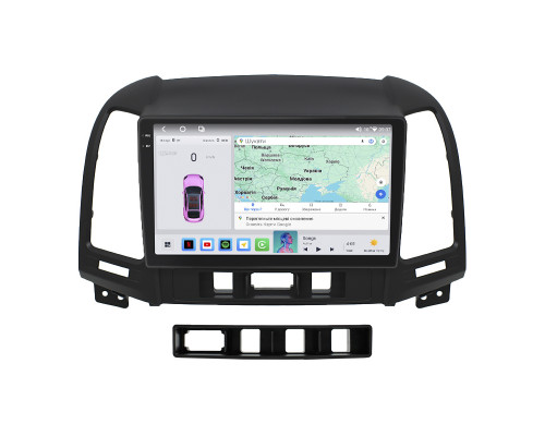 Штатная магнитола Lesko для Hyundai Santa Fe II 2005-2010 экран 9" 4/64 QLED CarPlay 4G Wi-Fi GPS 360 Prime
