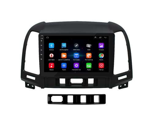 Штатная магнитола Lesko для Hyundai Santa Fe II Рестайлинг 2009-2012 экран 9" 1/16Gb Wi-Fi GPS Base
