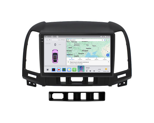 Штатная магнитола Lesko для Hyundai Santa Fe II Рестайлинг 2009-2012 экран 9" 4/64 QLED CarPlay 4G Wi-Fi GPS 360 Prime