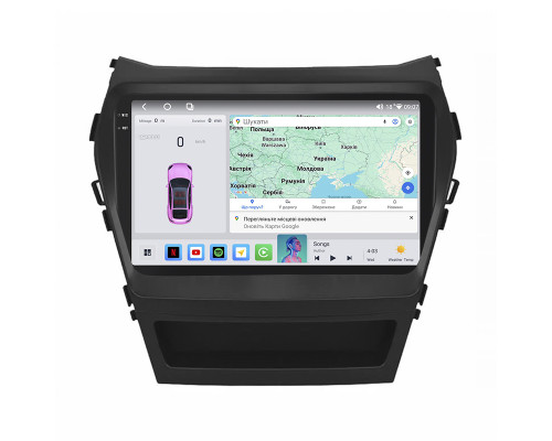 Штатная магнитола Lesko для Hyundai Santa Fe III Рестайлинг 2015-2018 экран 9" 4/64 QLED CarPlay 4G Wi-Fi GPS 360 Prime