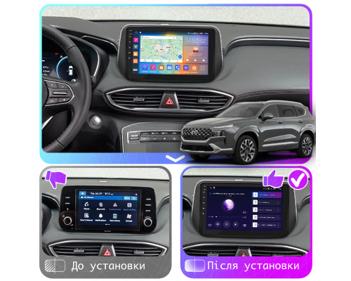 Штатная магнитола Lesko для Hyundai Santa Fe IV 2018-2021 экран 10" 4/64Gb CarPlay 4G Wi-Fi GPS Prime