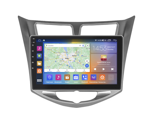 Штатная магнитола Lesko для Hyundai Solaris I Рестайлинг 2014-2017 экран 10" 4/64Gb CarPlay 4G Wi-Fi GPS Prime