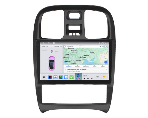 Штатная магнитола Lesko для Hyundai Sonata IV (EF) Рестайлинг 2001-2012 экран 9" 4/64 QLED CarPlay 4G Wi-Fi GPS 360 Prime