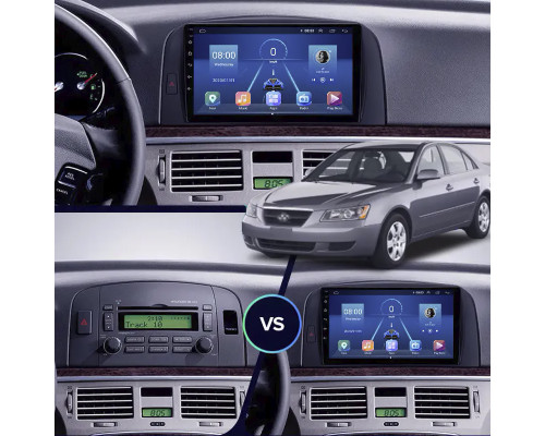 Штатная магнитола Lesko для Hyundai Sonata V (NF) 2004-2010 экран 9" 4/64Gb CarPlay 4G Wi-Fi GPS Prime