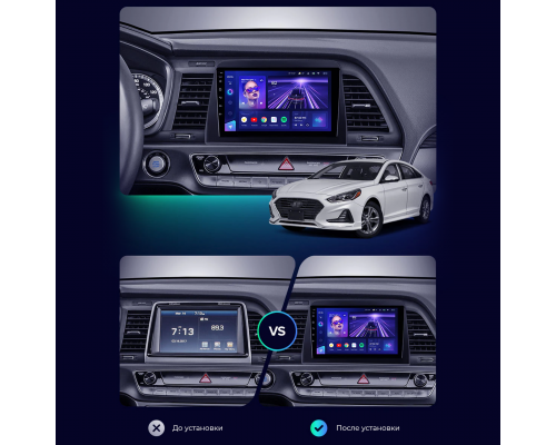 Штатная магнитола Lesko для Hyundai Sonata VII (LF) Рестайлинг 2017-2019 экран 9" 2/32Gb 4G Wi-Fi GPS Top