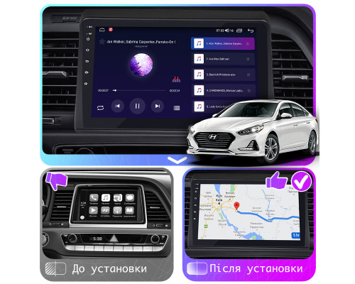 Штатная магнитола Lesko для Hyundai Sonata VII (LF) Рестайлинг 2017-2019 экран 9" 4/64Gb CarPlay 4G Wi-Fi GPS Prime