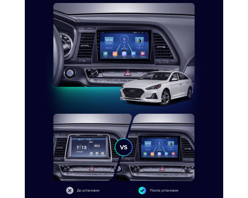 Штатная магнитола Lesko для Hyundai Sonata VII (LF) Рестайлинг 2017-2019 экран 9" 6/128Gb 4G Wi-Fi GPS Top