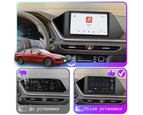 Штатная магнитола Lesko для Hyundai Sonata VIII (DN8) 2019-2020 экран 10" 4/64 QLED CarPlay 4G Wi-Fi GPS 360 Prime