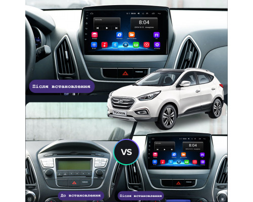Штатная магнитола Lesko для Hyundai Tucson II 2009-2015 экран 10" 2/32Gb Wi-Fi GPS Base