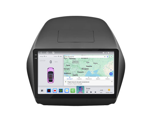 Штатная магнитола Lesko для Hyundai Tucson II 2009-2015 экран 10" 4/64 QLED CarPlay 4G Wi-Fi GPS 360 Prime