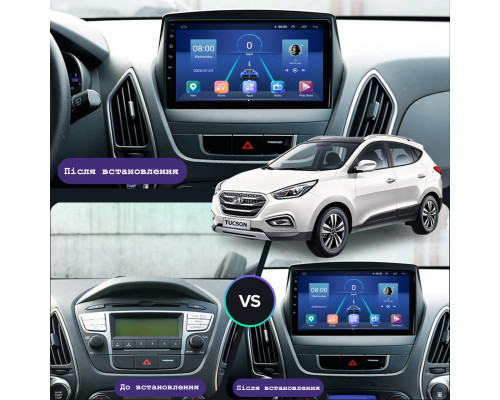 Штатная магнитола Lesko для Hyundai Tucson II 2009-2015 экран 10" 6/128Gb 4G Wi-Fi GPS Top