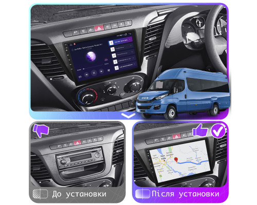 Штатная магнитола Lesko для IVECO Daily VI 2014-2019 экран 9" 4/64Gb CarPlay 4G Wi-Fi GPS Prime