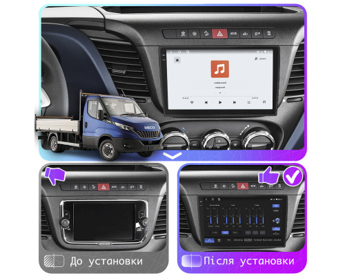 Штатная магнитола Lesko для IVECO Daily VI Рестайлинг 2019-н.в. экран 9" 4/64 QLED CarPlay 4G Wi-Fi GPS 360 Prime