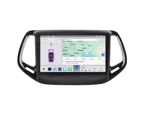 Штатная магнитола Lesko для Jeep Compass II 2017-н.в. экран 10" 4/64 QLED CarPlay 4G Wi-Fi GPS 360 Prime