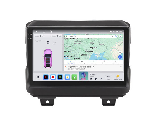 Штатная магнитола Lesko для Jeep Wrangler IV (JL) 2017-н.в. экран 9" 4/64 QLED CarPlay 4G Wi-Fi GPS 360 Prime