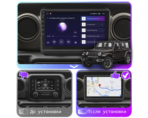 Штатная магнитола Lesko для Jeep Wrangler IV (JL) 2017-н.в. экран 9" 4/64Gb 4G Wi-Fi GPS Top