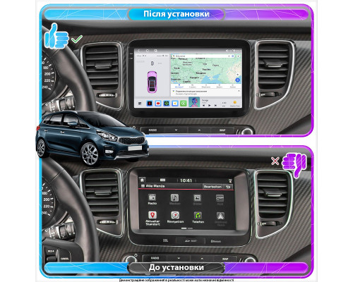 Штатная магнитола Lesko для Kia Carens III (RP) 2013-2019 экран 9" 4/64 QLED CarPlay 4G Wi-Fi GPS 360 Prime