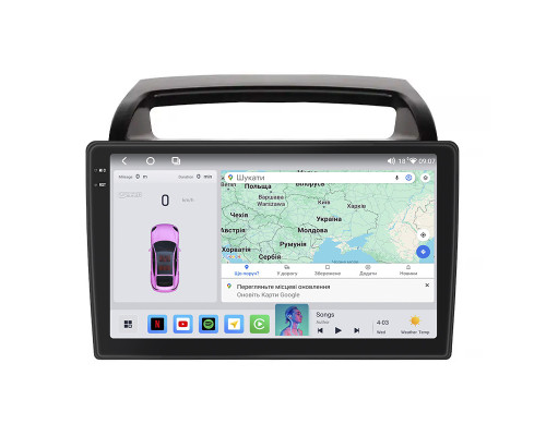 Штатная магнитола Lesko для Kia Carnival II 2006-2014 экран 9" 4/64 QLED CarPlay 4G Wi-Fi GPS 360 Prime