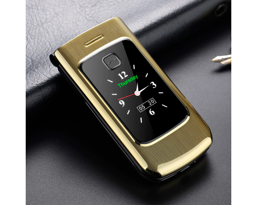 Телефон Tkexun F18 (Happyhere F18) gold. Dual display