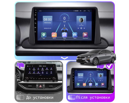 Штатная магнитола Lesko для Kia Cerato IV 2018-2021 экран 9" 2/32Gb CarPlay 4G Wi-Fi GPS Prime