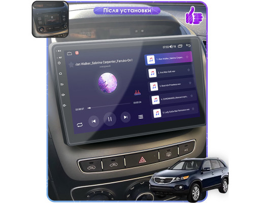 Штатная магнитола Lesko для Kia Sorento II Рестайлинг ver 2 2012-2015 экран 9" 4/64Gb CarPlay 4G Wi-Fi GPS Prime