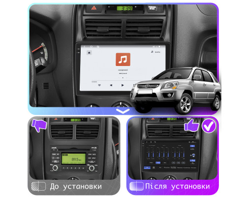 Штатная магнитола Lesko для Kia Sportage II Рестайлинг 2008-2010 экран 9" 4/64 QLED CarPlay 4G Wi-Fi GPS 360 Prime