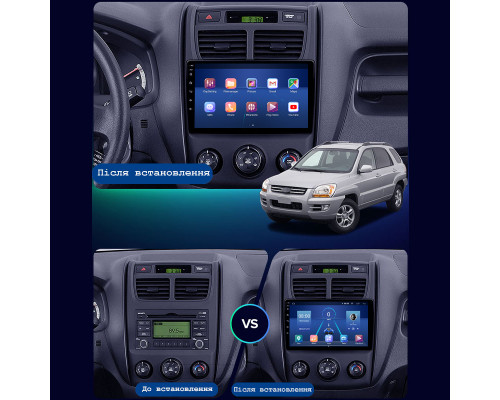 Штатная магнитола Lesko для Kia Sportage II Рестайлинг 2008-2010 экран 9" 6/128Gb 4G Wi-Fi GPS Top