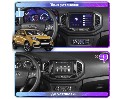 Штатная магнитола Lesko для LADA (ВАЗ) XRAY I 2015-н.в. экран 9" 4/64Gb CarPlay 4G Wi-Fi GPS Prime