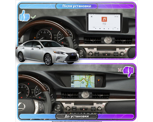 Штатная магнитола Lesko для Lexus ES VI Рестайлинг 2015-2018 экран 9" 4/64 QLED CarPlay 4G Wi-Fi GPS 360 Prime
