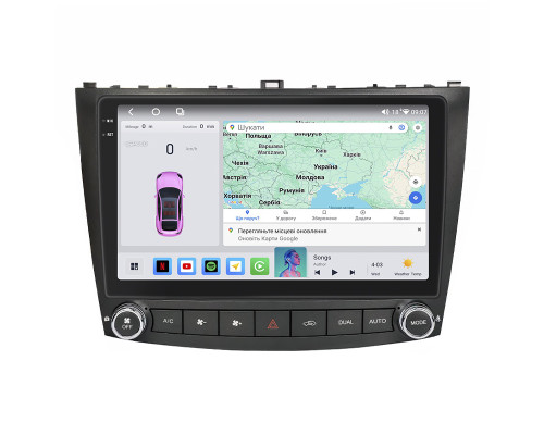 Штатная магнитола Lesko для Lexus IS II Рестайлинг 2008-2010 экран 10" 4/64 QLED CarPlay 4G Wi-Fi GPS 360 Prime