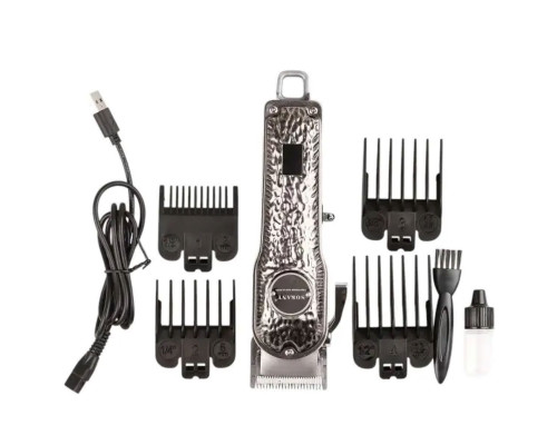 Машинка для стрижки Sokany акумуляторна з 4 насадками та USB срібло SKLF9976