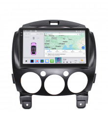 Штатная магнитола Lesko для Mazda 2 II (DE) 2007-2010 экран 9" 4/64 QLED CarPlay 4G Wi-Fi GPS 360 Prime