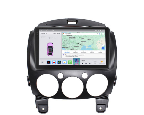 Штатная магнитола Lesko для Mazda 2 II Рестайлинг (DE2) 2010-2014 экран 9" 4/64 QLED CarPlay 4G Wi-Fi GPS 360 Prime