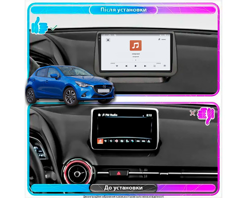 Штатная магнитола Lesko для Mazda 2 III (DJ) 2014-2019 экран 9" 4/64 QLED CarPlay 4G Wi-Fi GPS 360 Prime