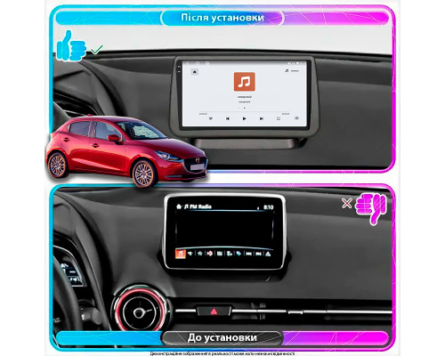 Штатная магнитола Lesko для Mazda 2 III (DJ) Рестайлинг 2019-н.в. экран 9" 4/64 QLED CarPlay 4G Wi-Fi GPS 360 Prime