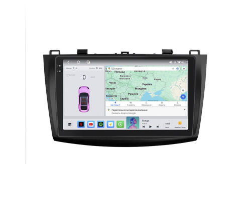 Штатная магнитола Lesko для Mazda 3 II (BL) 2008-2011 экран 9" 4/64 QLED CarPlay 4G Wi-Fi GPS 360 Prime