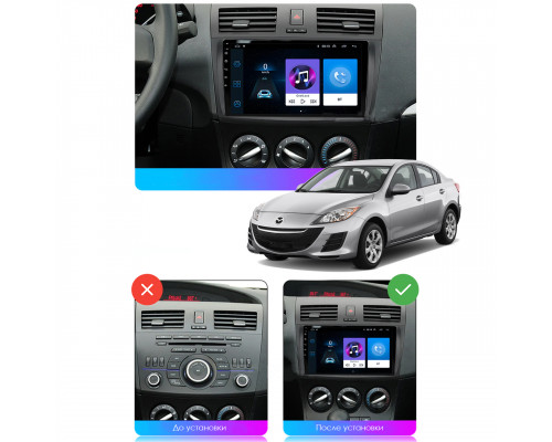 Штатная магнитола Lesko для Mazda 3 II (BL) 2008-2011 экран 9" 4/64Gb 4G Wi-Fi GPS Top