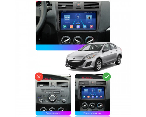 Штатная магнитола Lesko для Mazda 3 II (BL) Рестайлинг 2011-2013 экран 9" 6/128Gb 4G Wi-Fi GPS Top