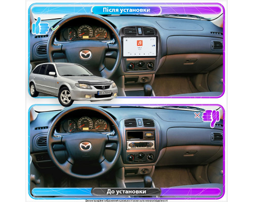 Штатная магнитола Lesko для Mazda 323  2003-2008 экран 9" 4/64 QLED CarPlay 4G Wi-Fi GPS 360 Prime