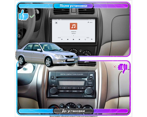 Штатная магнитола Lesko для Mazda 323 VI (BJ) Рестайлинг 2000-2003 экран 9" 4/64 QLED CarPlay 4G Wi-Fi GPS 360 Prime