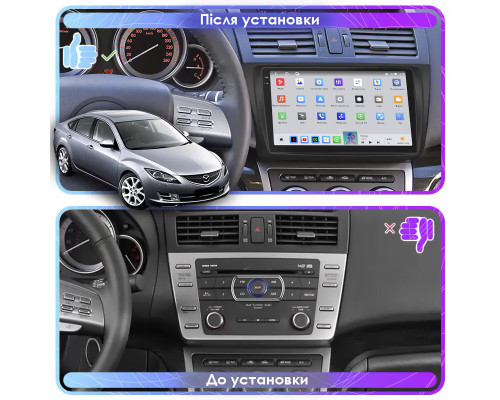 Штатная магнитола Lesko для Mazda 6 II (GH) 2007-2009 экран 9" 4/64 QLED CarPlay 4G Wi-Fi GPS 360 Prime