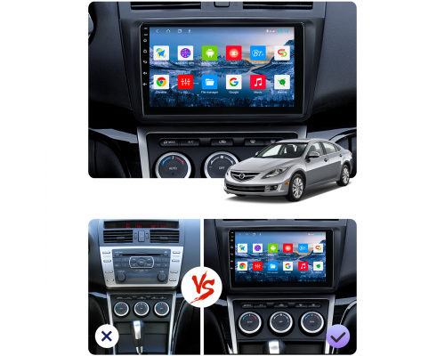Штатная магнитола Lesko для Mazda 6 II (GH) Рестайлинг 2009-2013 экран 9" 1/16Gb Wi-Fi GPS Base