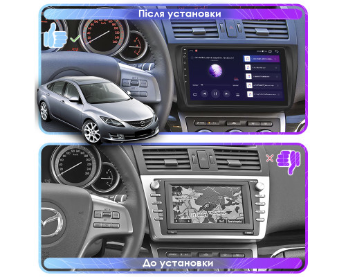 Штатная магнитола Lesko для Mazda 6 II (GH) Рестайлинг 2009-2013 экран 9" 2/32Gb CarPlay 4G Wi-Fi GPS Prime