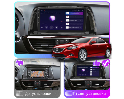 Штатная магнитола Lesko для Mazda 6 III (GJ) 2012-2015 экран 9" 2/32Gb CarPlay 4G Wi-Fi GPS Prime