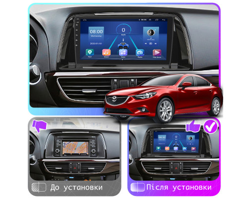 Штатная магнитола Lesko для Mazda 6 III (GJ) 2012-2015 экран 9" 6/128Gb 4G Wi-Fi GPS Top